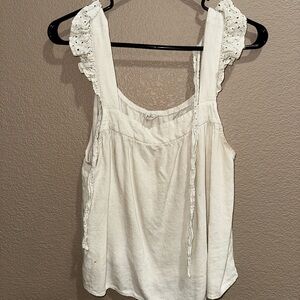 Women's White Eyelet Strap Top